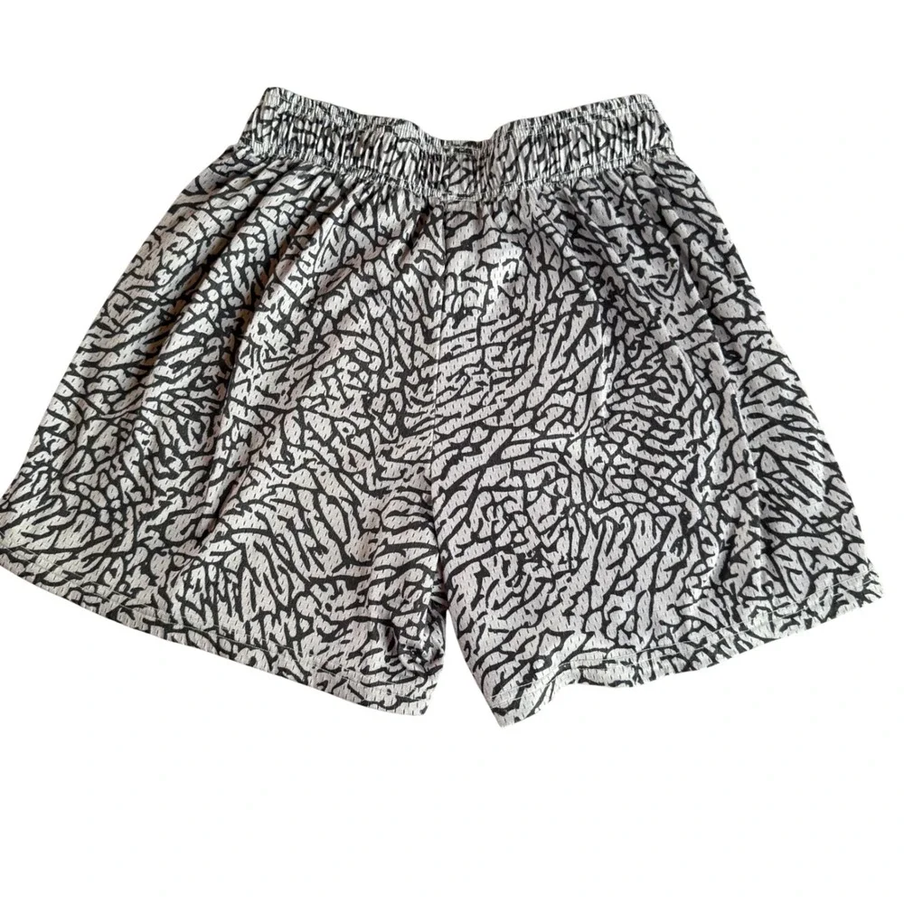 Inaka Power Y2K Mesh Shorts Mens L Grey Elephant Print Thavage Gym Bodybuilding